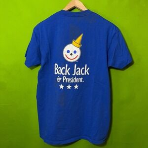 Vintage Delta Jack in the Box Back Jack for President Blue Graphic T-Shirt Large